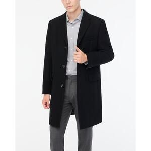 J.Crew Men's Black Wool Blend Thompson Topcoat Black Size 40 NWT